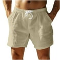 thumbnail image 1 of Erwazi Men's Cotton Shorts Casual Elastic Waist Drawstring Summer Beach Vacation Yoga Golf Shorts with Pockets, 1 of 5