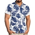 thumbnail image 1 of Erwazi Men's Hawaii Printed Cotton Linen Shirt Short Sleeve Collared Button Down Casual Shirt with Chest Pocket, 1 of 7