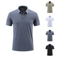 thumbnail image 1 of Erwazi Men's Polo Shirt Plus Size Casual Solid Color Business Work Tees Trendy Fashion Short Sleeve T-Shirts, L, 1 of 9