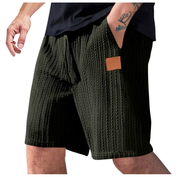 Erwazi Men's Shorts Elastic Waist Solid Color Casual Shorts with Pockets, 3XL