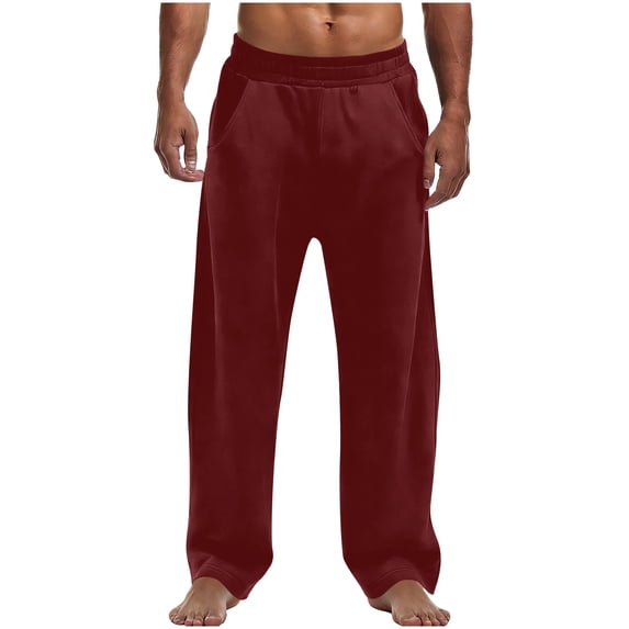 Erwazi Men's Solid Casual Athletic Pants Elastic Waist with Internal Drawstring Trendy Trousers
