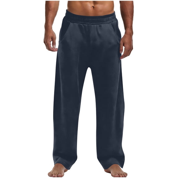 Erwazi Men's Solid Casual Athletic Pants Elastic Waist with Internal Drawstring Trendy Trousers