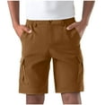 thumbnail image 1 of Erwazi Men's Solid Color Elastic Waist Cargo Shorts Casual Sraight Leg Work Shorts with Multi Pockets, 1 of 5