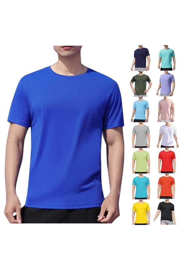 Mens Business Work Shirts Casual Button Down T-Shirt Trendy Fashion Outdoor Work Short Sleeve Tees, L