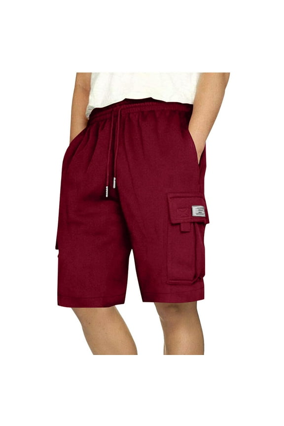 Mens Cargo Sweat Shorts Casual Drawstring Elastic Waist Cotton Athletic Workout Gym Jogger Shorts with Multi Pockets