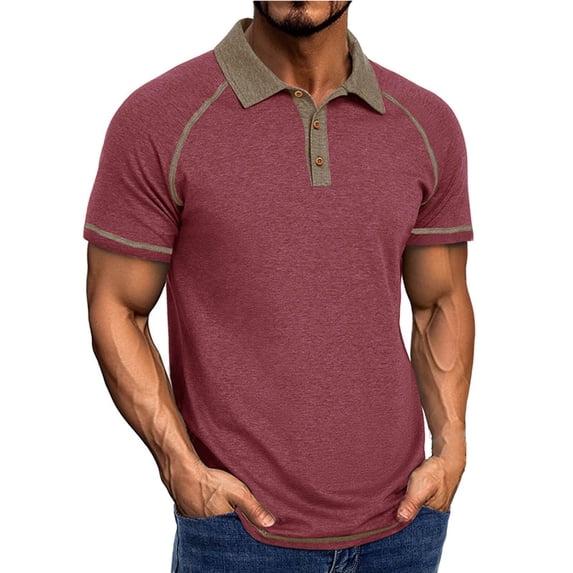 Erwazi Mens Collared Neck Short Sleeve Tee Shirts Workout Athletic Lightweight T-Shirt