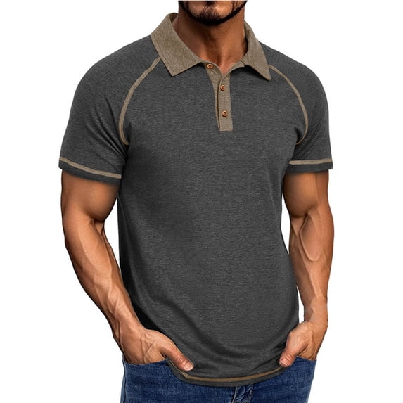 Erwazi Mens Collared Neck Short Sleeve Tee Shirts Workout Athletic Lightweight T-Shirt