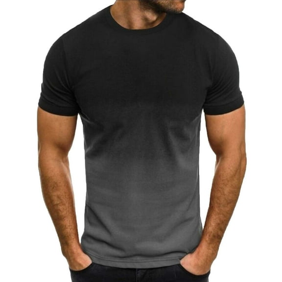 Erwazi Mens Shirts Casual Summer Gradient Short Sleeve T-Shirt Slim Fit Workout Active Gym Tee Shirt Tops