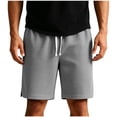 thumbnail image 1 of Erwazi Mens Shorts Solid Waffle Drawstring Waist Side Split Lightweight Summer Walking Outdoor Activities Shorts with Pocket, 1 of 6