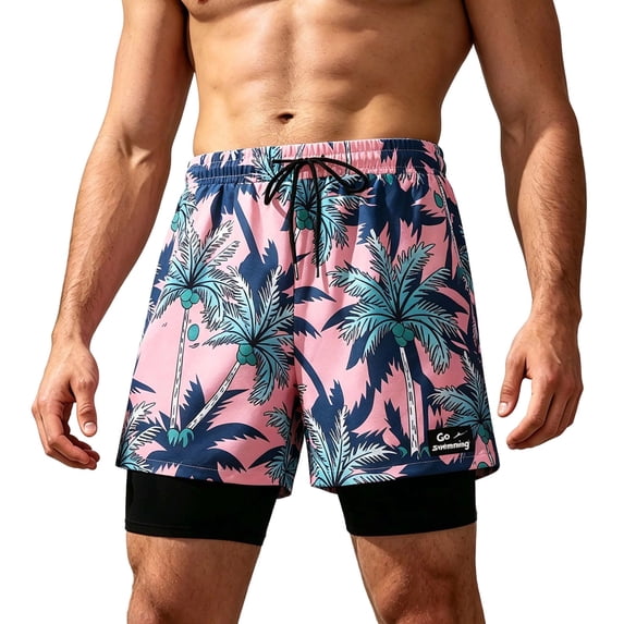 Erwazi Mens Swim Trunks Summer Hawaii Printed Quick Dry Breathable Drawstring Waist Casual Seaside Vacation Outdoor Swimming Beach Shorts with Pocket