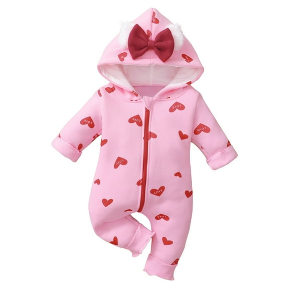 Erwazi Newborn Baby Girl Romper Unisex Infants Hooded Outfit Clothes Cotton Zipper Jumpsuits