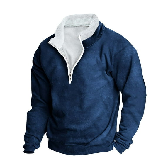 Erwazi Oversized Sweatshirts for Men Casual Trendy Long Sleeve Sweatshirt Fall Fashion Solid Color Pullover Tops Blue 3XL