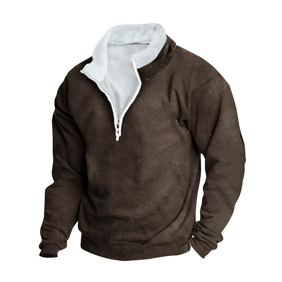 Erwazi Oversized Sweatshirts for Men Casual Trendy Long Sleeve Sweatshirt Fall Fashion Solid Color Pullover Tops Brown 4XL