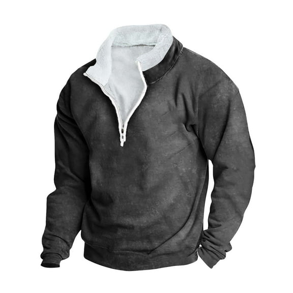 Erwazi Oversized Sweatshirts for Men Casual Trendy Long Sleeve Sweatshirt Fall Fashion Solid Color Pullover Tops Gray S