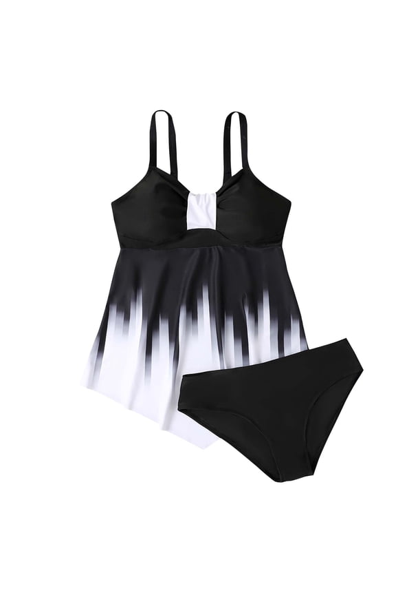 Plus Size Swimsuit for Women Skirted Bottom Printed Triangle Bikini 2 Piece Swimwear Loose Comfortable Bathing Suit Set