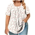 thumbnail image 1 of Erwazi Plus Size Tops for Women Floral Dressy Blouses Pleated Button Tunic Top Oversized Summer Shirts Casual Loose Tees, 1 of 5