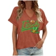 thumbnail image 1 of Erwazi St Patricks Day Women Short Sleeve T-Shirts V Neck Shamrock Funny Clover Tee Tops, 1 of 4