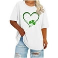 thumbnail image 1 of Erwazi St Patricks Day Womens Plus Size T-Shirts Short Sleeve Summer Crewneck Tee Shamrock Funny Clover Graphic Tops, 1 of 4