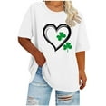 thumbnail image 1 of Erwazi St Patricks Day Womens Plus Size T-Shirts Short Sleeve Summer Crewneck Tee Shamrock Funny Clover Graphic Tops, 1 of 4