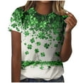 thumbnail image 1 of Erwazi St Patricks Day Womens Short Sleeve T-Shirts Crewneck Clover Cute Graphic Tee Tops, 1 of 7