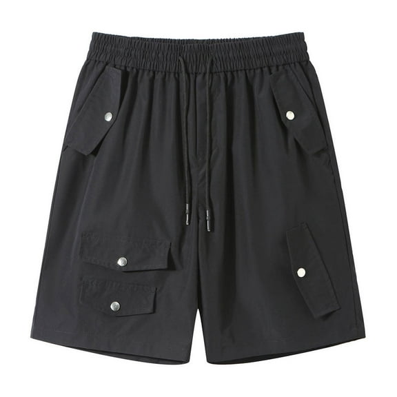 Erwazi Summer Cargo Shorts for Men Elastic Waist Drawstring Outdoor Hiking Casual Shorts with Pockets, 5XL
