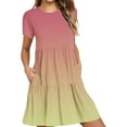 thumbnail image 1 of Erwazi Summer Casual Dresses for Women Swing Short Sleeve T Shirt Dresses Tiered Flowy Beach Mini Dress with Pockets, 1 of 6