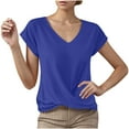 thumbnail image 1 of Erwazi Summer T Shirts for Women V-Neck Short Sleeve Casual Tops Solid Color Basic Tees, 1 of 4