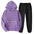 thumbnail image 1 of Erwazi Sweatsuits 2pcs Sets Womens Long Sleeve Botton Pocket Hooded Sweatshirt Drawstring Sweatpants Two Piece Outfits Set Tracksuit, 1 of 6