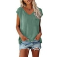 thumbnail image 1 of Erwazi T Shirts for Women V Neck Cap Short Sleeve Summer Tops Loose Basic Tees Dressy Casual Blouses, 1 of 4