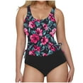 thumbnail image 1 of Erwazi Tankini Swimsuits for Women Two Piece Tummy Control Bathing Suits Ruched Drawstring Swimwear Swim Top with Bottom, 1 of 1