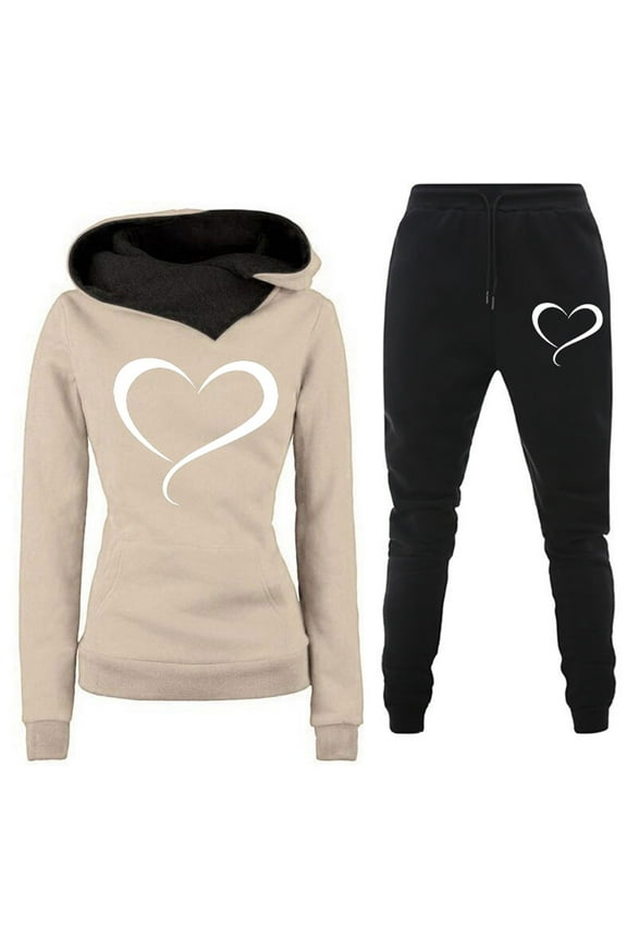 Two Piece Sets for Women Workout Athletic Hoodie Sweatshirt and Joggers Pullover Outfits Set with Pockets, Brown, 2XL