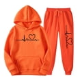 thumbnail image 1 of Erwazi Two Piece Sweatsuits for Women 2pcs Sets Jogger Set Casual 2 Piece Outfit Letter Hoodie Sweatshirts Long Tracksuits, Orange, M, 1 of 2