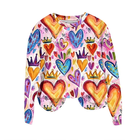 Erwazi Valentine Sweatshirts for Women Trendy Long Sleeve Muiltcolor Graphic Pullover Tops