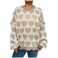 thumbnail image 1 of Erwazi Valentine's Day Sweaters for Women Cute Heart Crew Neck Pullover Valentine Blouse Warm Outfits Tops, 1 of 9