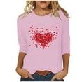 thumbnail image 1 of Erwazi Valentines Shirts for Women 3/4 Sleeve T-Shirts Love Heart Cute Graphic Valentines Day Tops Crew Neck Holiday Tees, 1 of 4