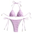 thumbnail image 1 of Erwazi Women 2 Piece Swimsuit Swimwear Solid Color Padded Halter String Triangle Bikini Sets, 1 of 7