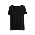 thumbnail image 1 of Erwazi Women Pajama T-shirt Solid Color Short Sleeve Crew Neck Basic Tee Loose Loungewear Sleepwear Top, 1 of 8