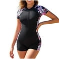 thumbnail image 1 of Erwazi Women Rash Guard One Piece Boyleg Swimsuit Long Sleeve Zipper Surfing Bathing Suit UV Protection Sport Swimwear, 1 of 8