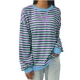 thumbnail image 1 of Erwazi Women Striped Oversized Sweatshirt Color Block Crew Neck Long Sleeve Shirt Casual Pullover Top, 1 of 4