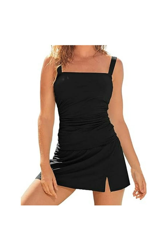 Women Two Piece Tankini Swimsuits Vintage Tummy Control Swimdress Push up Swimwear Bathing Suits