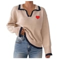 thumbnail image 1 of Erwazi Women Valentine's Day Sweaters Cute Heart Solid Color Oversize Pullover Tops Lightweight Blouse Outfits, 1 of 7