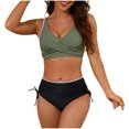 thumbnail image 1 of Erwazi Women's 2 Piece Bikini Set Adjustable Straps Padded Wireless Split Swimsuit for Beach Vacation, 1 of 9