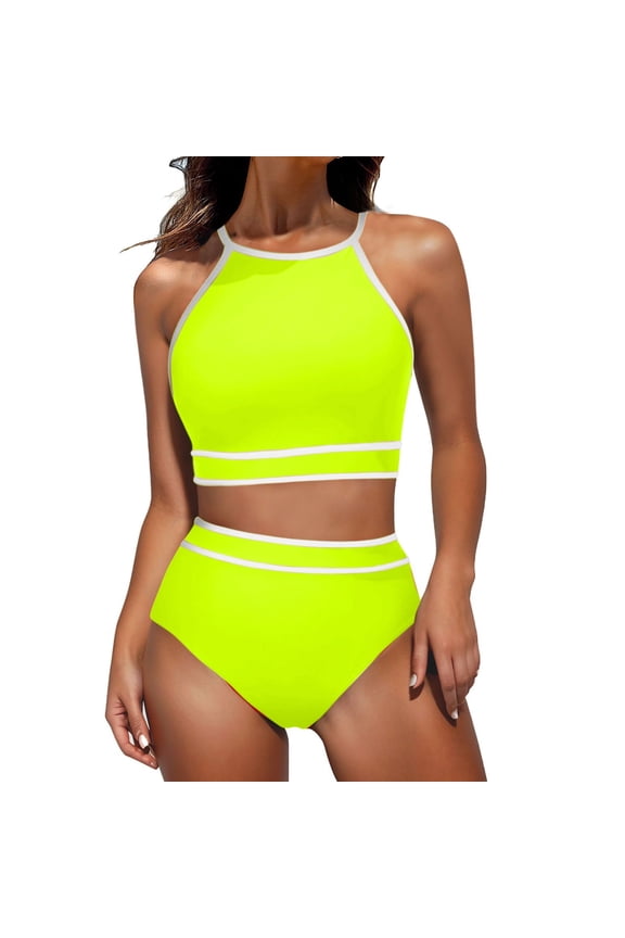 Women's 2 Piece Modest Tankini Set Solid Backless Adjustable Strap Full Coverage Bottoms Swimsuit Set