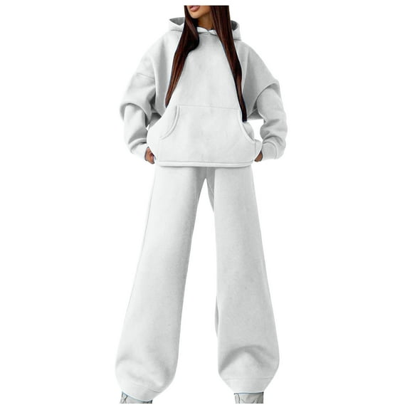 Erwazi Women's 2 Piece Outfits Hoodies Pullover Sweatshirt Baggy Pants Sweatsuits