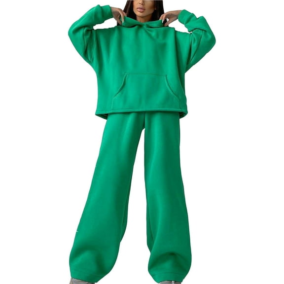 Erwazi Women's 2 Piece Outfits Hoodies Pullover Sweatshirt Baggy Pants Sweatsuits