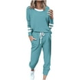 thumbnail image 1 of Erwazi Women's 2 Piece Outfits Printed Sweatsuit Long Sleeved Crew Neck Tops Drawstring Casual Pants Sweat Set, 1 of 5