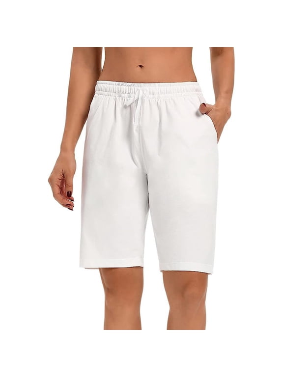 Women's Bermuda Shorts Drawstring Summer Running Gym Workout Long Shorts for Women Lounge Walking Athletic