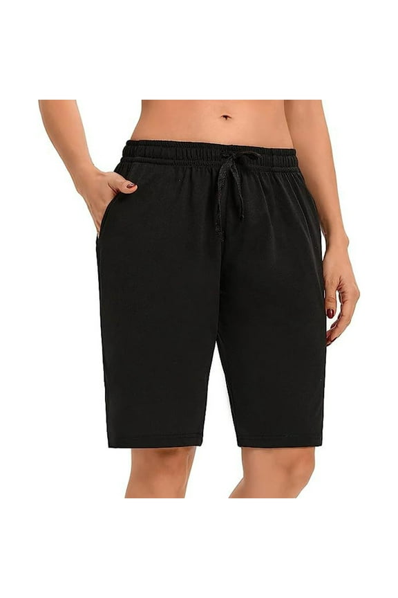 Women's Bermuda Shorts Drawstring Summer Running Gym Workout Long Shorts for Women Lounge Walking Athletic