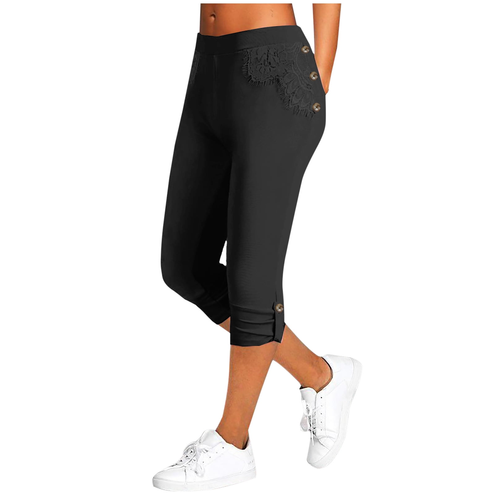 Erwazi Women's Capri Leggings High Waisted Knee Length Yoga Pants ...
