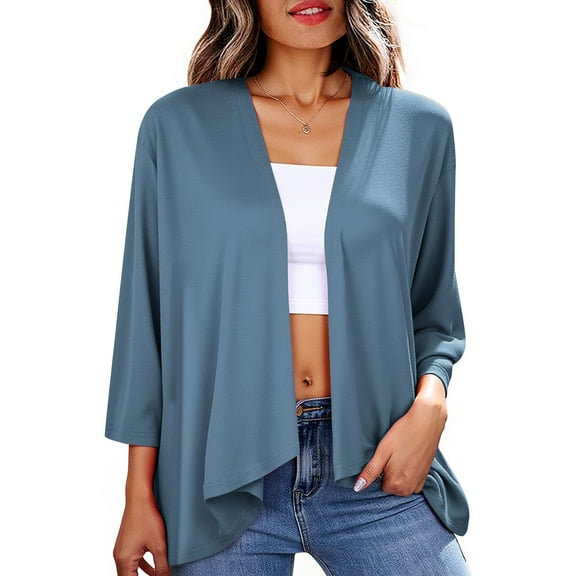 Erwazi Women's Cardigans Lightweight Casual 3/4 Sleeve Fall Trendy Open Front Cardigan